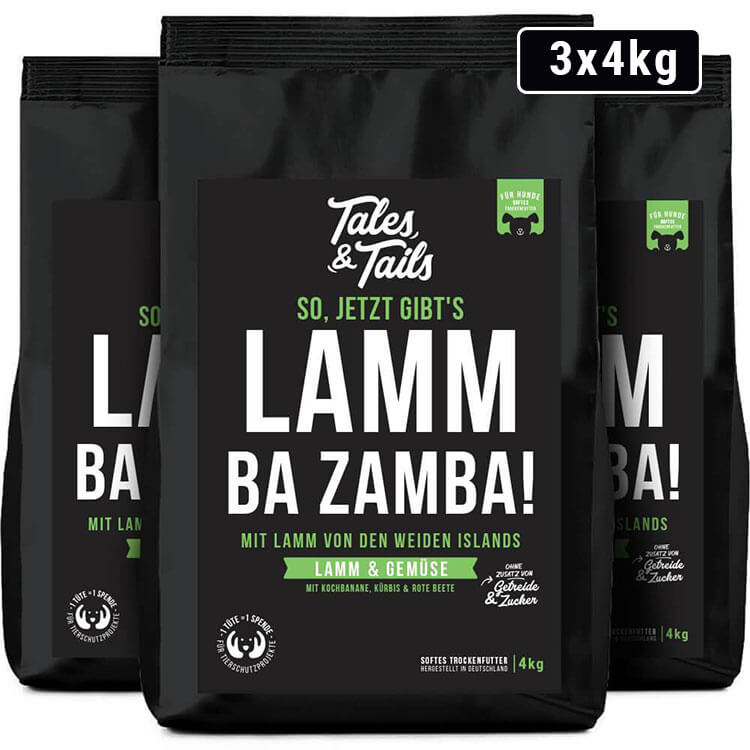 "LammBa Zamba" - Softes Trockenfutter mit Lamm - 3 x 4 kg